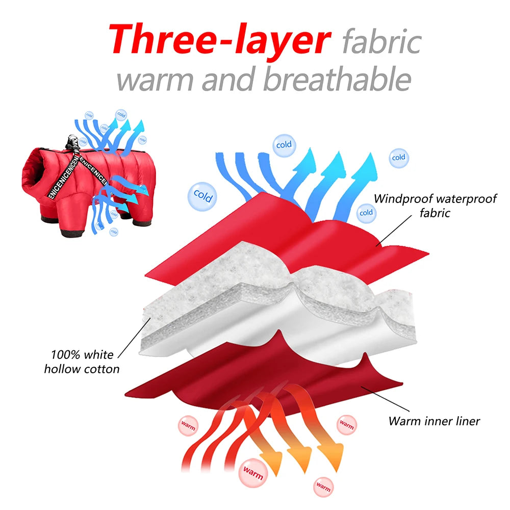 Nablit Joe Winter Dog Jacket - Super Warm Waterproof Coat with Harness for Small-Medium Dogs