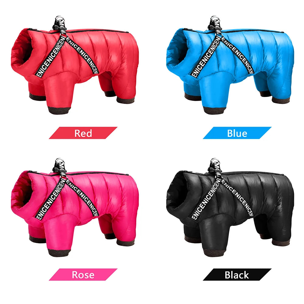 Warm dog coat with harness - multiple color options available
