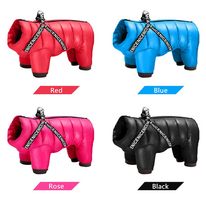 Warm dog coat with harness - multiple color options available
