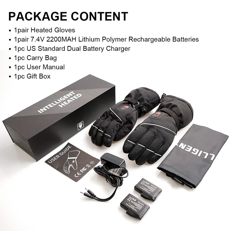 Rechargeable Heated Gloves - Winter Thermal Gloves for Skiing & Outdoor