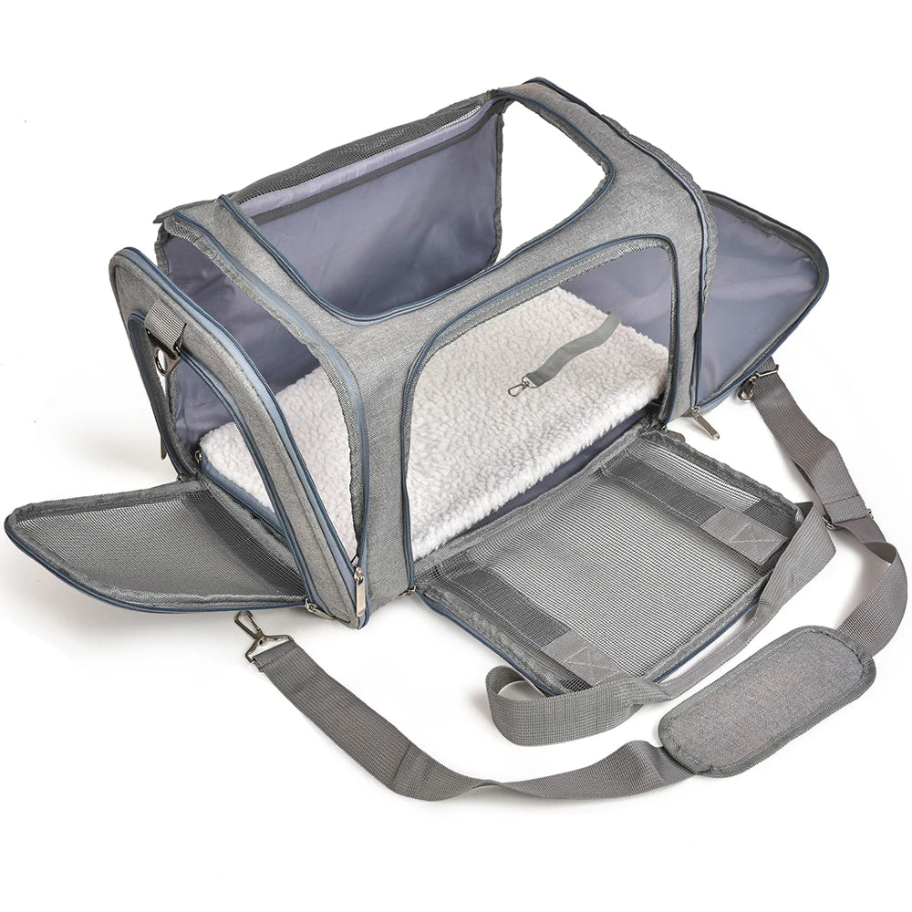 Waterproof pet carrier with mesh ventilation - comfortable travel for cats and small dogs