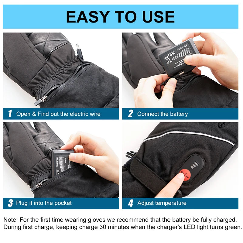 Rechargeable Heated Gloves - Winter Thermal Gloves for Skiing & Outdoor