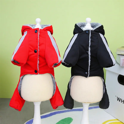 Waterproof Dog Winter Jumpsuit - Warm Hooded Coat for Small Dogs