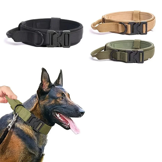Nablit Joe Military Tactical Dog Collar - Black with Control Handle