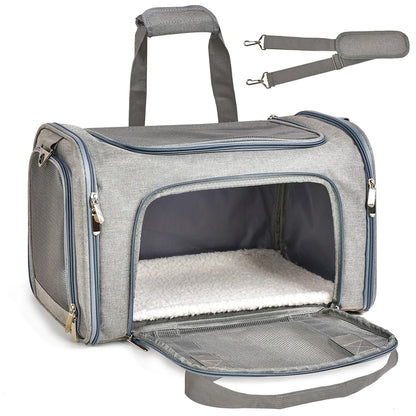 Airline-approved pet carrier with padded straps - comfortable carrying for long trips
