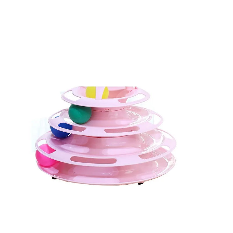 Cat Turntable Toy - 3-Layer Interactive Spinning Track