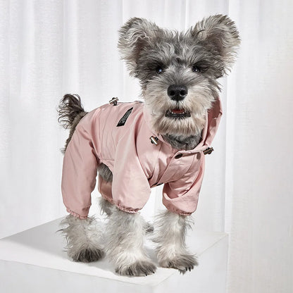 Small Dog Raincoat - Pink on French Bulldog
