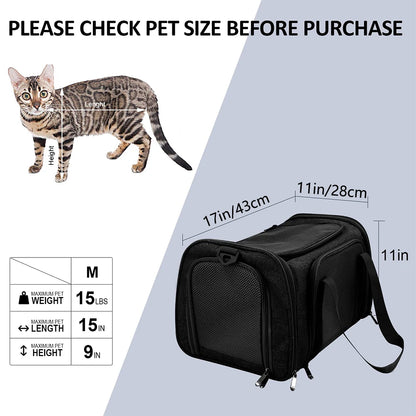 Pet carrier backpack measurements - M size 44x28x28cm for pets up to 8kg