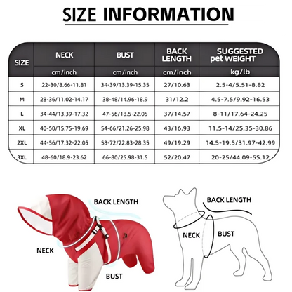 Dog Raincoat - Hood Up Position

