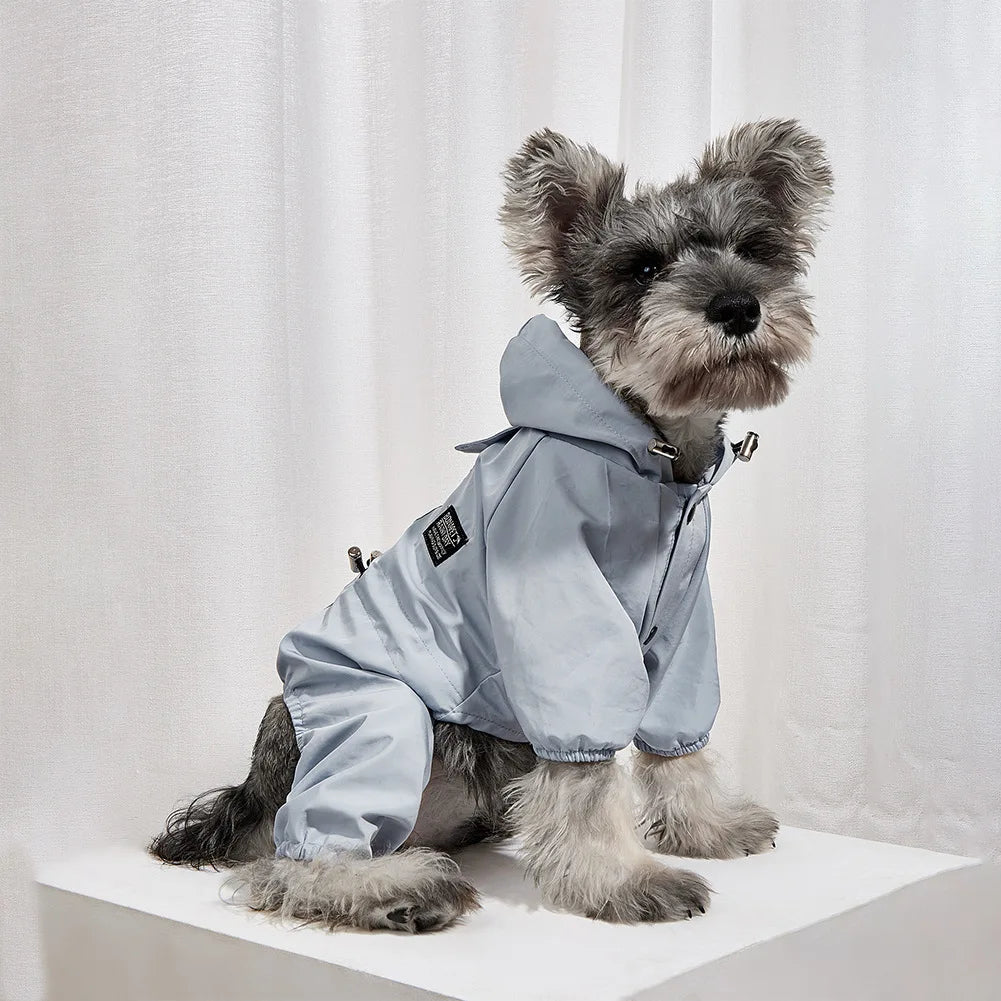Hooded Dog Jumpsuit - Waterproof Material Close-up
