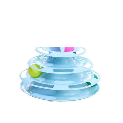 Cat Turntable Toy - 3-Layer Interactive Spinning Track
