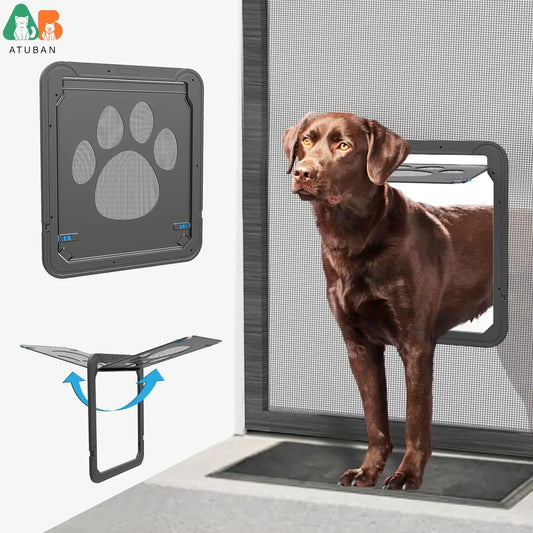 Dog Door for Screen - 12x14 Inch Magnetic Pet Door for Medium-Large Dogs & Cats