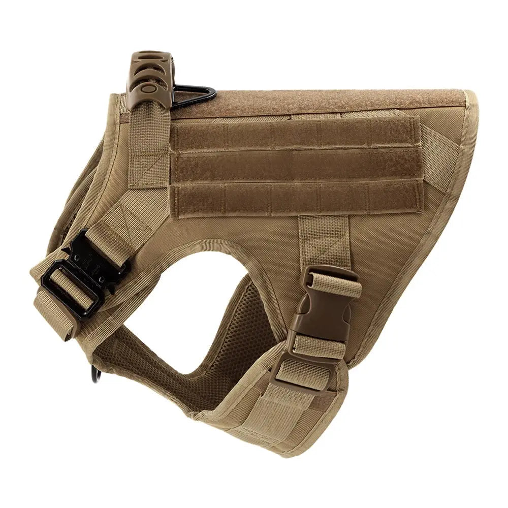 Tactical dog harness side view – tan color – Nablit Joe