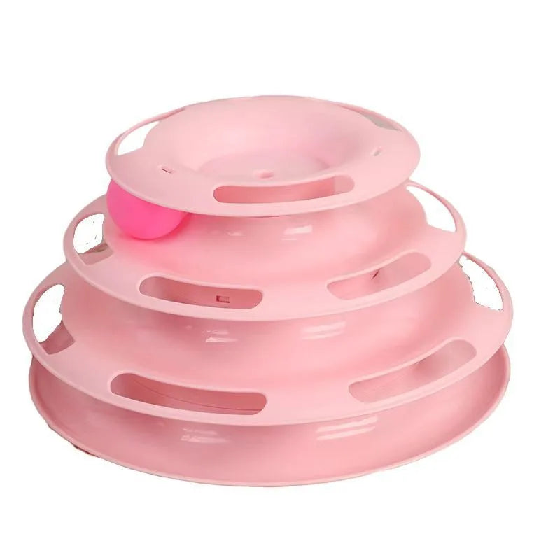 Cat Turntable Toy - 3-Layer Interactive Spinning Track