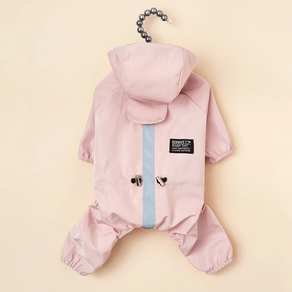 Dog Raincoat - Pink Color with Reflective Safety Strips
