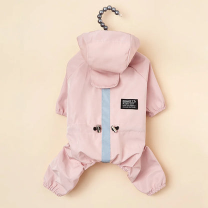 Dog Raincoat - Pink Color with Reflective Safety Strips
