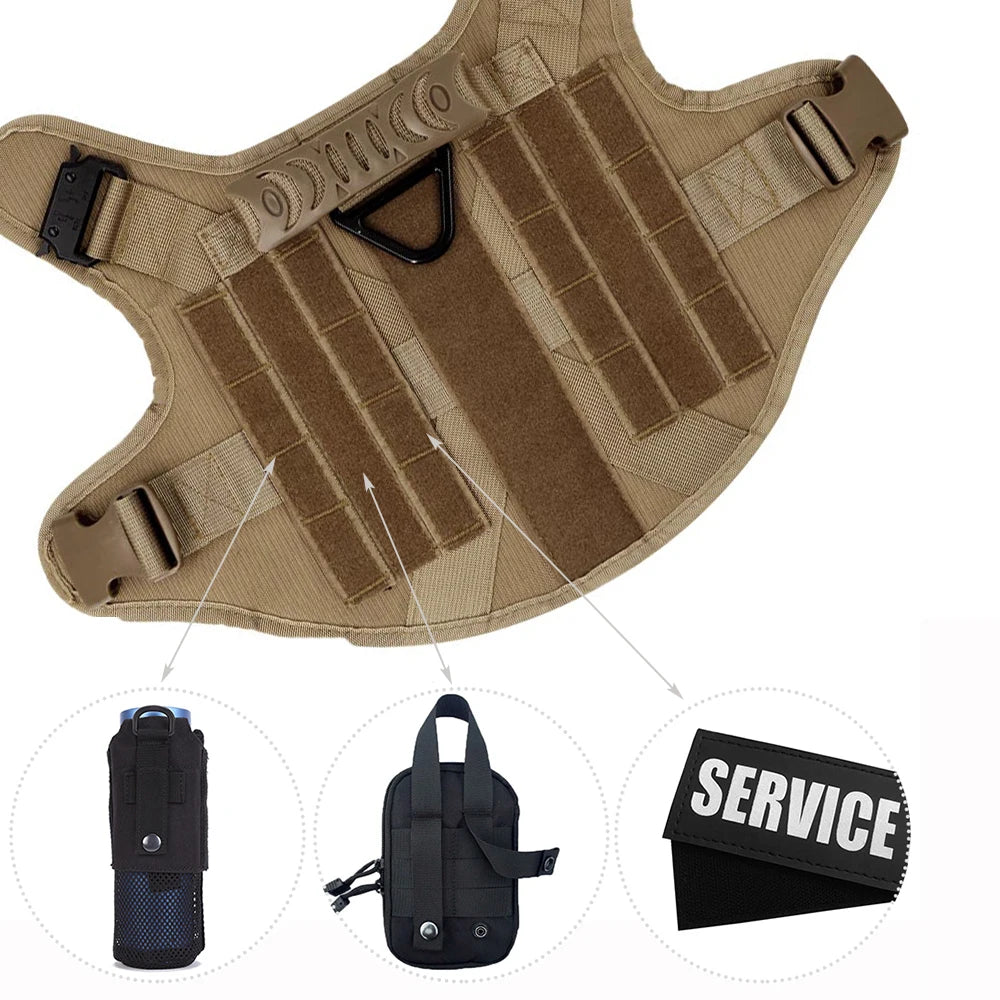 Camouflage tactical dog harness – military pattern for working dogs