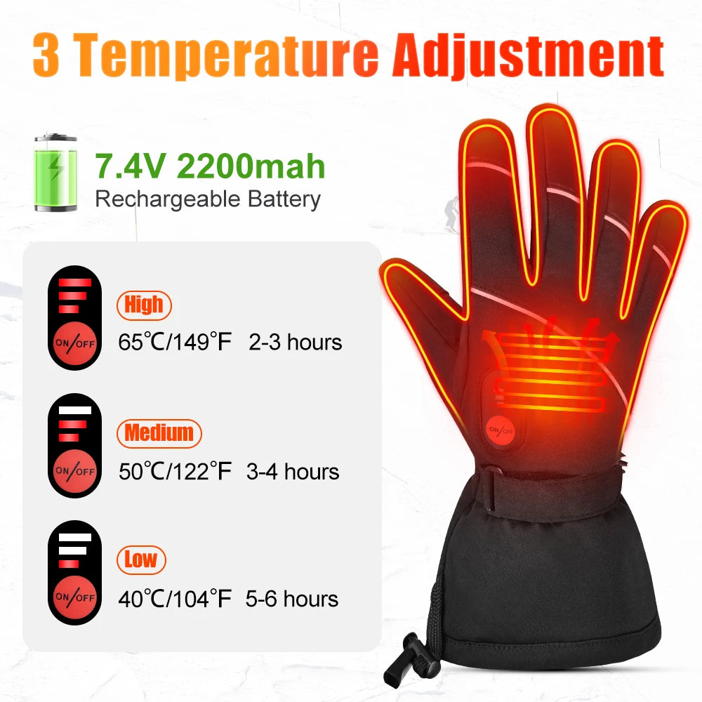 Rechargeable Heated Gloves - Winter Thermal Gloves for Skiing & Outdoor