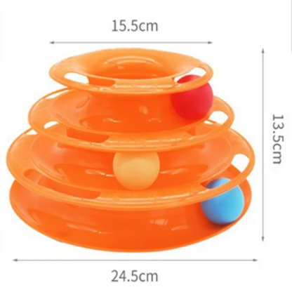 Cat Turntable Toy - 3-Layer Interactive Spinning Track