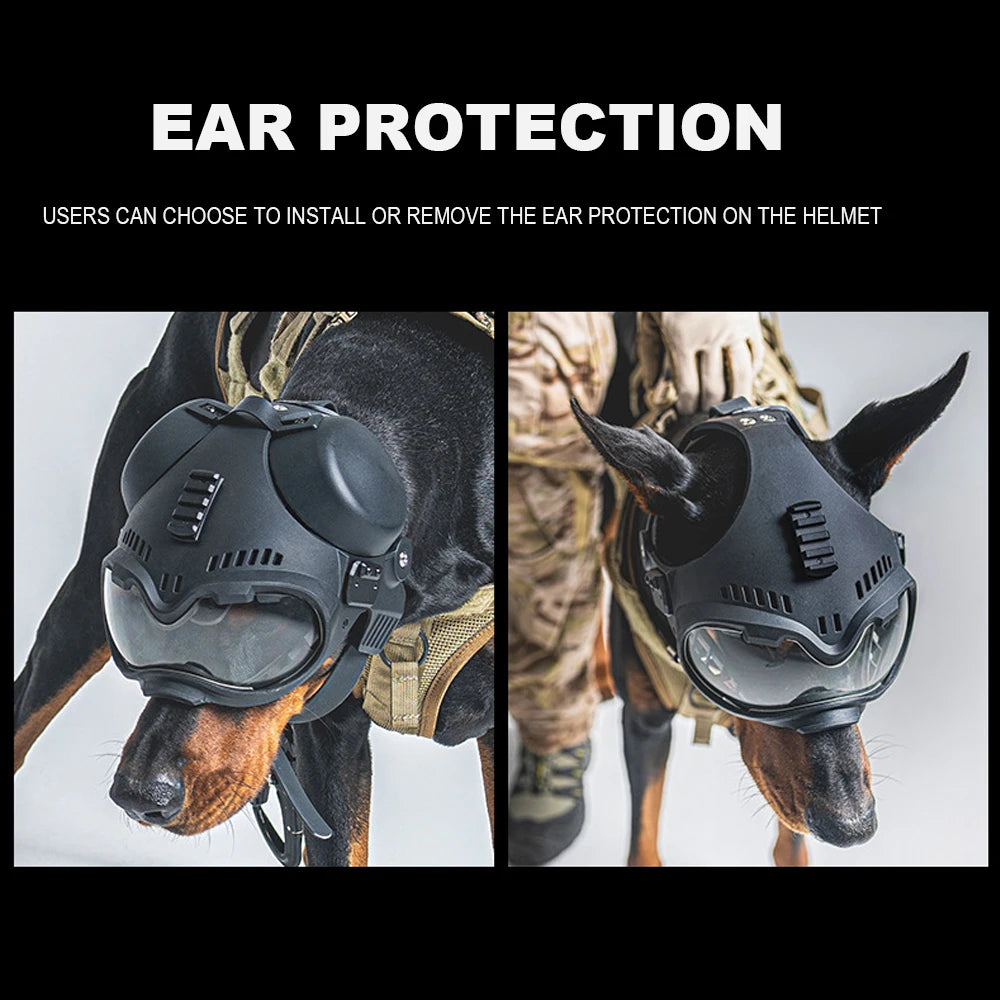 Nablit Joe K9 Tactical Dog Helmet with Goggles - Protective Military Training Helmet for German Shepherd & Malinois