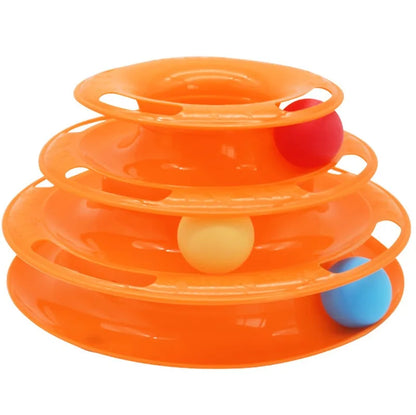 Cat Turntable Toy - 3-Layer Interactive Spinning Track