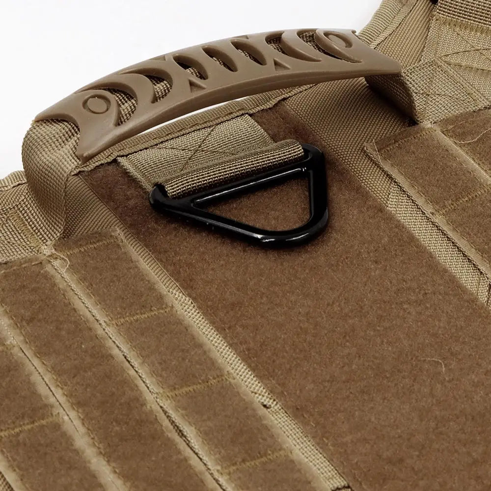Dog harness back panel with handle and D-ring – tan tactical vest